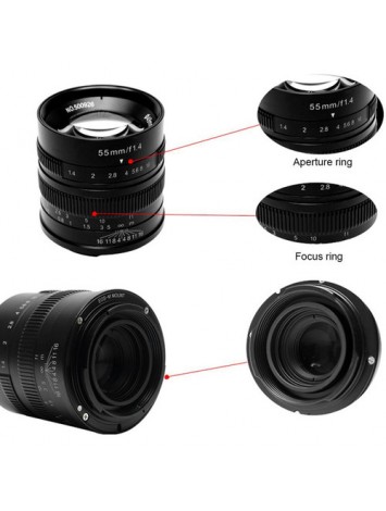 7artisans 55mm f/1.4 Lens for Fujifilm X (Black)